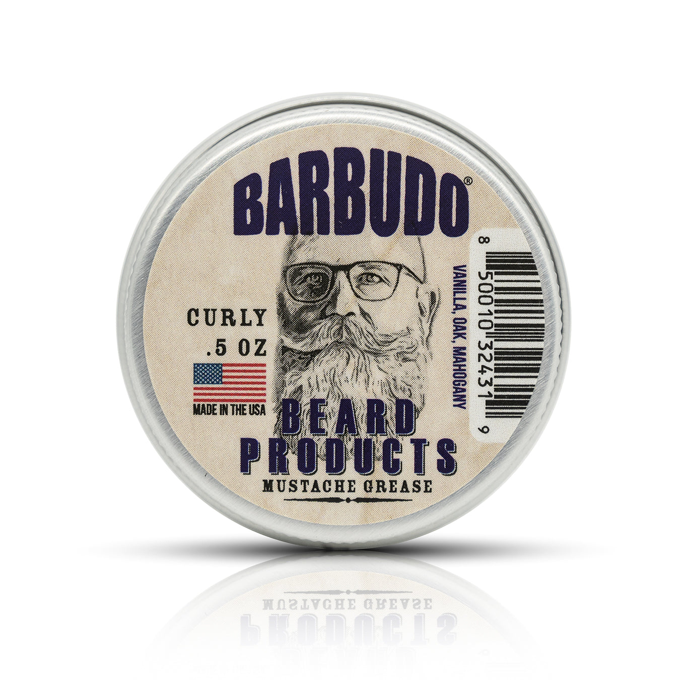 Curly Mustache Wax - Vanilla, Oak, Mahogany